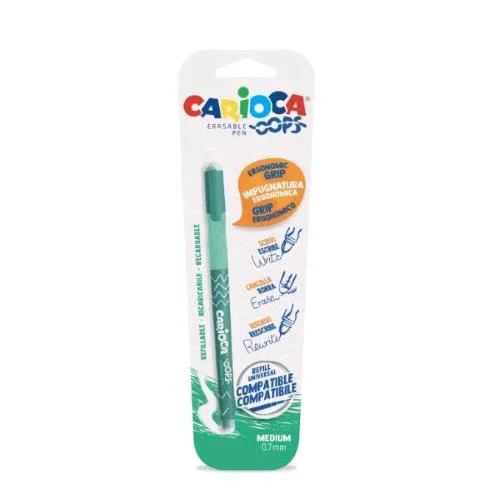 Carioca Oops Penna a Sfera Cancellabile Punta 0.7 mm Inchiostro Verde