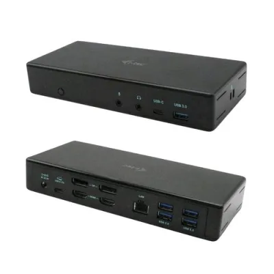 I-TEC Docking Station USB-C Quattro Display con Power Delivery 85W 2XDISPLAYPORT 2XHDMI 5XUSB-A 3.0 1XUSB-C Glan Ethernet Black
