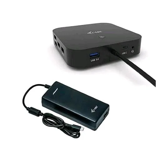 I-TEC Docking Station USB-C USB-C Dual Display 2XDISPLAYPORT 3XUSB 3.1 1XUSB-C 2XUSB 2.0 Jack 3.5mm 1XRJ-45 Power Delivery 100W + Caricatore Universale 112W Black
