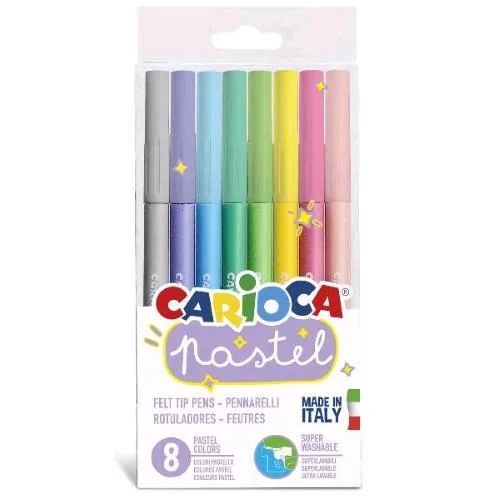 Carioca Pastel Pennarelli Tratto 1 mm Colori Assortiti Conf 8 Pz.