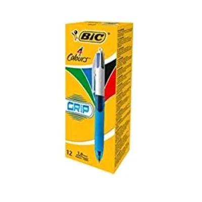 BIC 4 Colour Grip Box Penna a Sfera 4 Colori di Inchiostro Punta Media Conf 12 Pz.