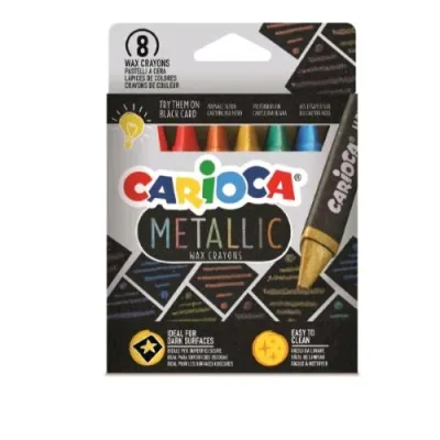 Carioca Pastelli a Cera Jumbo Metallic Corpo Triangolare Colori Assortiti Conf 8 Pz.