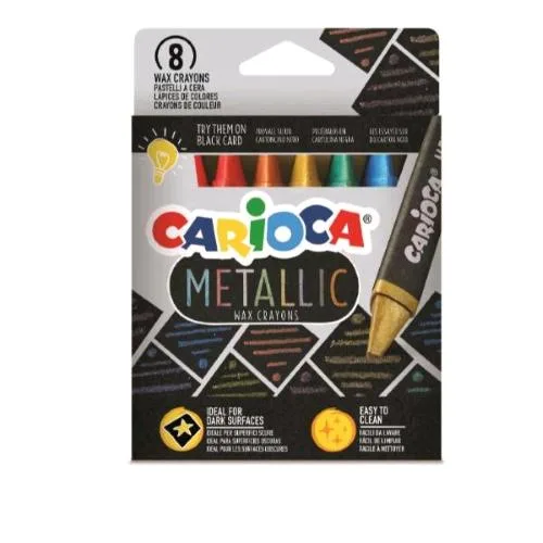Carioca Pastelli a Cera Jumbo Metallic Corpo Triangolare Colori Assortiti Conf 8 Pz.