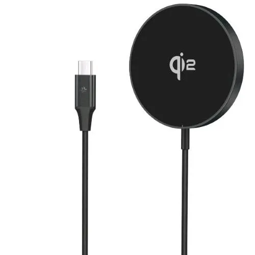 Celly Caricabatterie Wireless/Senza Fili Magnetico Magsafe QI2 15 W con Cavo USB-C Integrato Nero