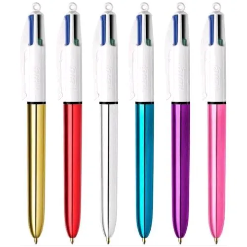 BIC 4 Colour Shine Penna a Sfera 4 Colori di Inchiostro Punta Media Conf. 12 Pz.