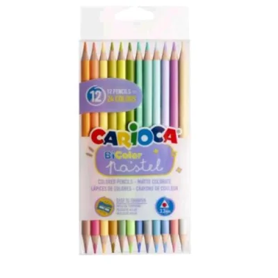 Carioca Pastelli Bi-Color Colori Assortiti Pastello Conf 12 Pz.