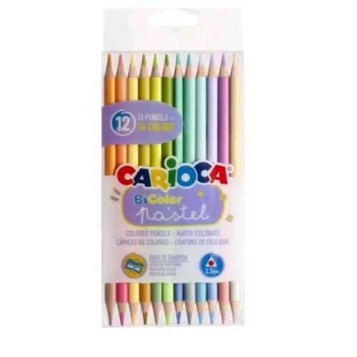 Carioca Pastelli Bi-Color Colori Assortiti Pastello Conf 12 Pz.