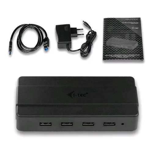 I-TEC Hub 4 Porte USB-A 3.2 GEN1 5 Gbps con Alimentatore Esterno Nero