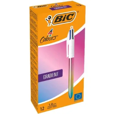 BIC 4 Colours Gradient Penna a Sfera Tratto 1 mm Colori Assortiti Conf 12 Pz.