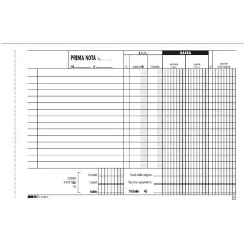 Edipro Blocco Prima Nota Cassa Autocopiante 2 Fogli 148X230MM 100 Fogli Conf 10 Pz.