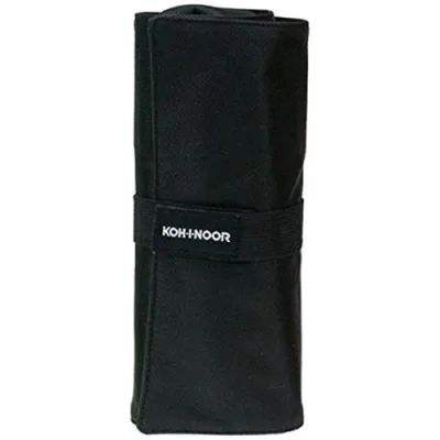 KOH-I-NOOR Rollo Astuccio Arrotolabile 24 Scomparti Interni Chiusura a Velcro Nero
