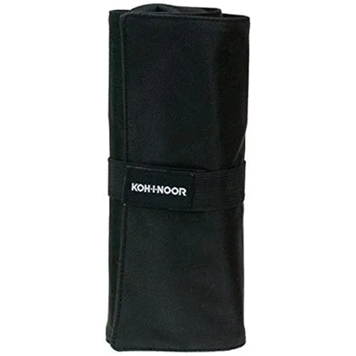 KOH-I-NOOR Rollo Astuccio Arrotolabile 24 Scomparti Interni Chiusura a Velcro Nero
