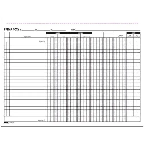 Edipro Blocco Prima Nota Cassa Autocopiante 2 Fogli 220X300MM 100 Fogli Conf 10 Pz.