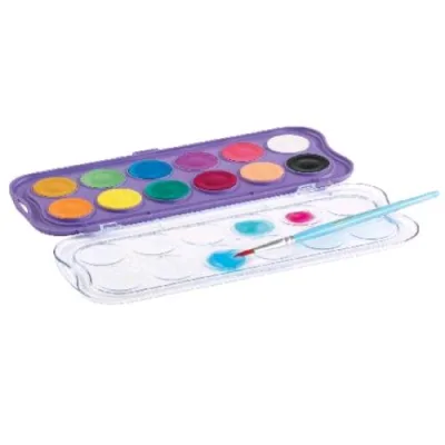 Giotto Candy Acquerelli Astuccio con 12 Pastiglie Diametro 30 mm e Pennello Colori Assortiti