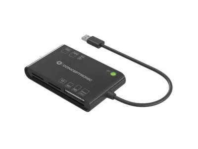 Conceptronic BIAN01B 7-in-1 USB 2.0 Smart ID Card Reader Smart Card SIM SD/SDHC/SDXC Micro SD/T-Flash MMC MS M2 Nero