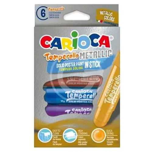 Carioca Tempera in Stick da 10 g Colori Metallici Assortiti Conf 6 Pz.