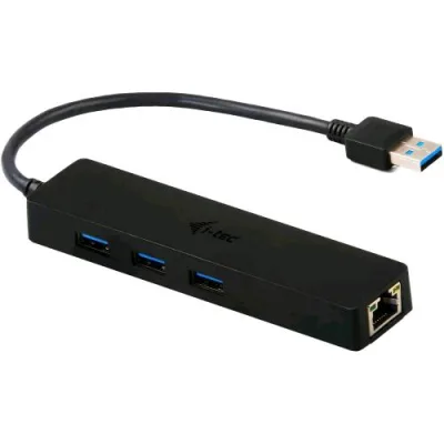 I-TEC Hub Slim 3 Porte USB 3.0 + Adattatore Gigabit Ethernet RJ-45 Nero