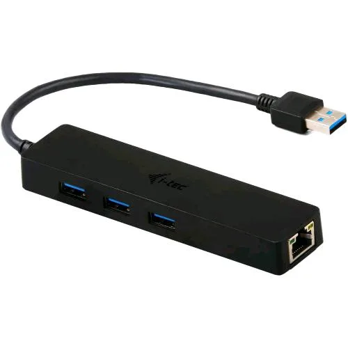 I-TEC Hub Slim 3 Porte USB 3.0 + Adattatore Gigabit Ethernet RJ-45 Nero