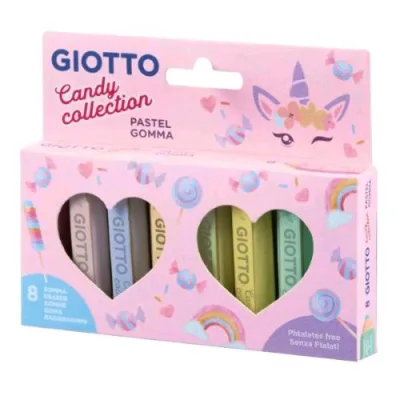 Giotto Candy Collection Gomma Super Trendy Colori Pastello Assortiti Conf 8 Pz.