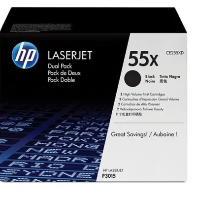 HP 55XD Confezione 2 Toner Nero per Laserjet P3015D-Pro M521DN-Pro M521DW-M525DN MFP-M525F MFP-M525C Garanzia Italia (CE255XD)