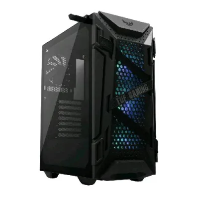 ASUS GT301 Tuf Gaming Case Gaming ATX Mid Tower Pannello Laterale Vetro Temperato 3 Ventole 120mm Aura Supporto Cuffie Nero