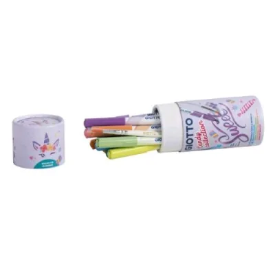 Giotto Candy Pennarelli Soft Brush in Barattolo Colori Assortiti Conf 18 Pz.