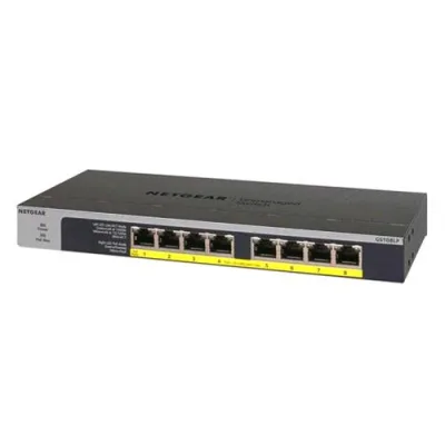 Netgear GS108LP Switch 8 Porte Non Gestito Gigabit Ethernet (10/100/1000) Nero, Grigio 1U Supporto Power Over Ethernet (POE)