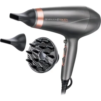 Remington AC8820 Phon Asciugacapelli Professionale 2.200 W Arricchito con Cheratina e Olio di Mandorle per una Tripla Protezione - Cura Ionica, 3 Accessori Styling