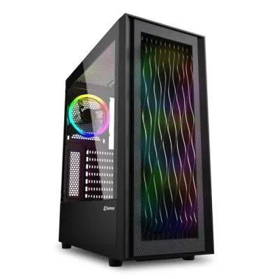 Sharkoon RGB Wave Casegaming ATX Micro ATX Mini-ATX Pannello Laterale in Vetro Temperato 2XUSB-A 3.0 1XUSB-C 4XVENTOLE RGB PWM 120mm Black