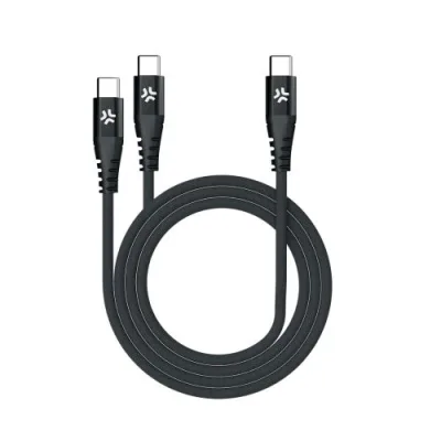 Celly Cavo 2 in 1 da 1 x USB-C a 2 x USB-C Power Delivery Supporta fino a 100 e 1.3 m Nero