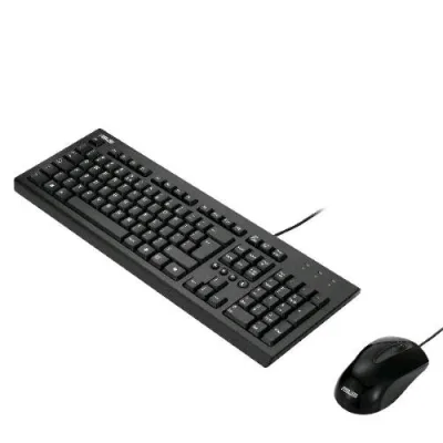 ASUS Kit Tastiera + Mouse USB Tastiera Multimediale Layout Italiano Tasto Copilot Mouse Ottico 1.000 DPI Nero