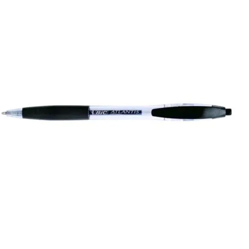 BIC Atlantis Penna a Sfera Inchiostro Nero Punta Media Fusto Trasparente Conf. 12 Pz.