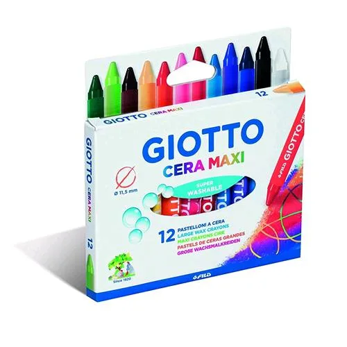 Giotto Cera Maxi Pastelli a Cera 11.5 mm Colori Assortiti Conf. 12 pz