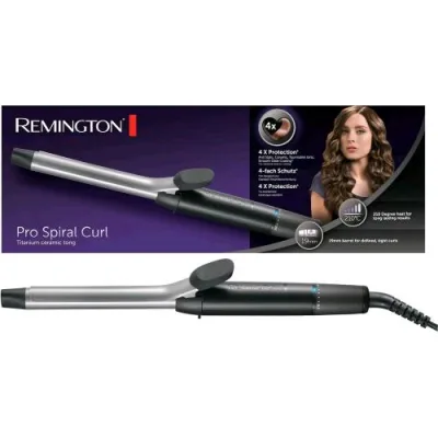 Remington CI5519 Ferro Arricciacapelli per Riccioli Piccoli 19mm Protezione 4X Rivestimento in Tormalina Ceramica, Display Digitale fino a 210 Gradi Boccoli Stretti e Definiti, Pro Sprial Curl Nero