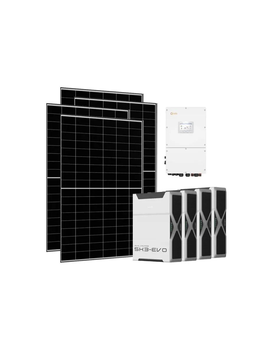 Kit fotovoltaico trifase 30400W inverter 30kW Solis litio 20.88kWh Weco EVO 5k3