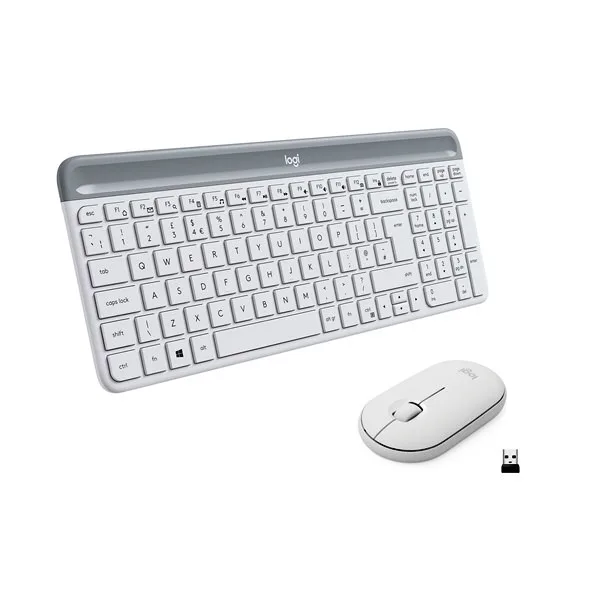 Logitech Combo MK470 Set Tastiera Slim + Mouse Wireless Bianco