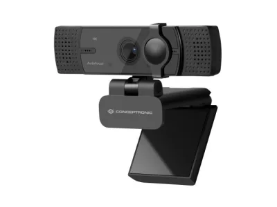 Conceptronic Web Cam 4K Ultra HD 3480 x 2160 8.3 MPX Autofocus con Doppio Microfono Grandangolo 120 Gradi