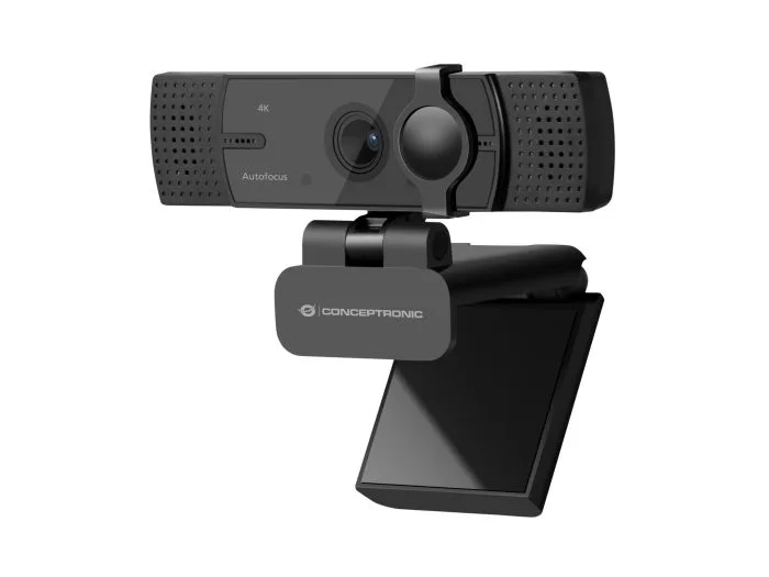 Conceptronic Web Cam 4K Ultra HD 3480 x 2160 8.3 MPX Autofocus con Doppio Microfono Grandangolo 120 Gradi