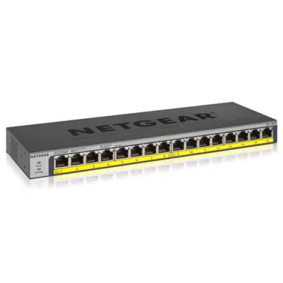Netgear GS116PP Switch 16 Porte Non Gestito Gigabit Ethernet (10/100/1000) Nero Supporto Power Over Ethernet (POE)
