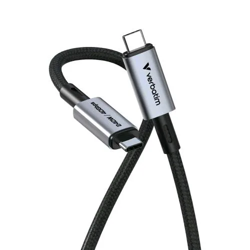Verbatim Sync Charge Cavo USB-C Maschio/Maschio PD 240 W 40 Gbit/S 1.2 m Nero Argento