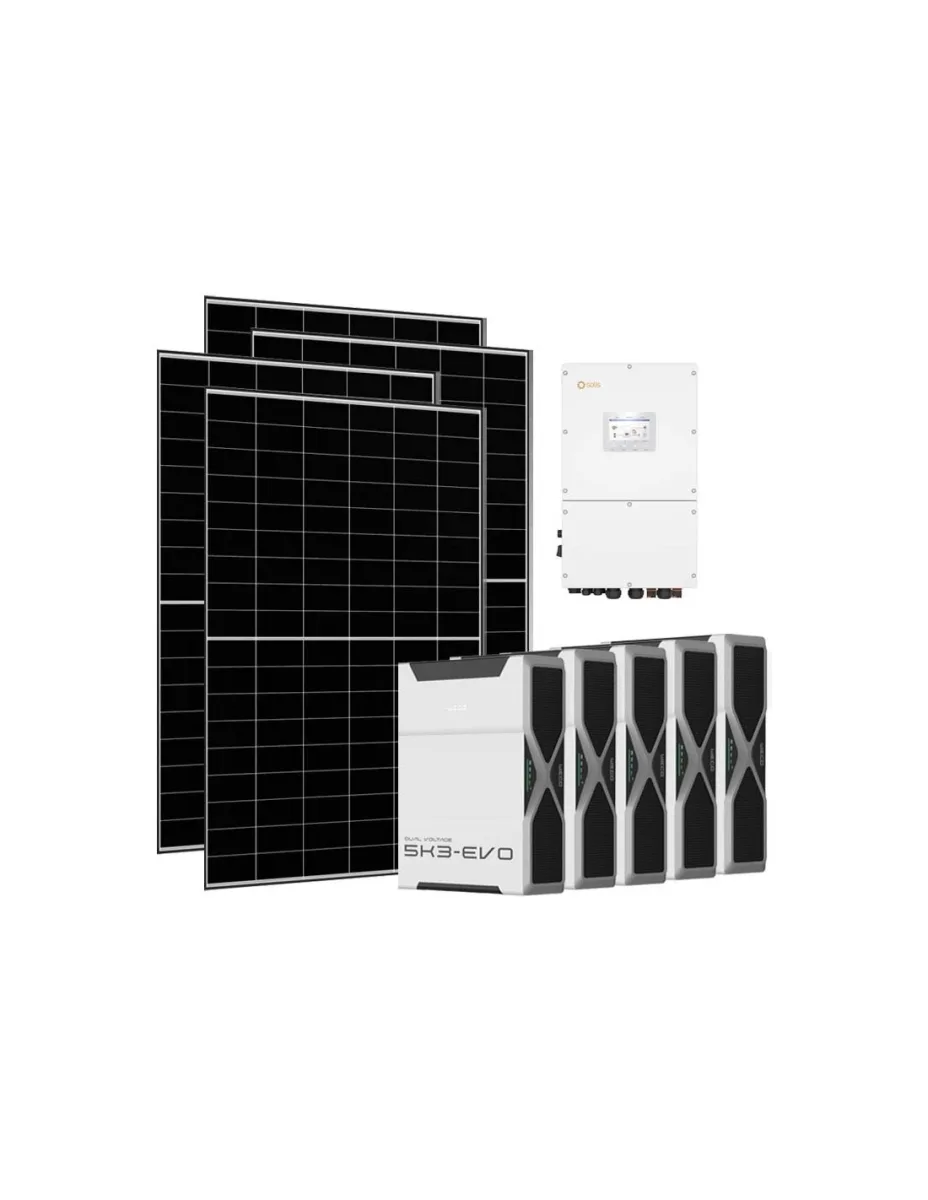Kit fotovoltaico trifase 30400W inverter 30kW Solis litio 26.1kWh Weco EVO 5k3