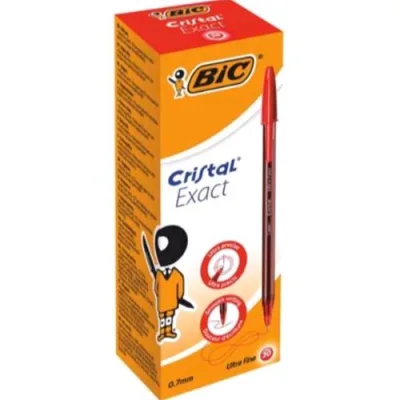BIC Cristal Exact Penna a Sfera Punta Ad Ago Tratto 0.28 mm Rosso Conf 20 Pz.