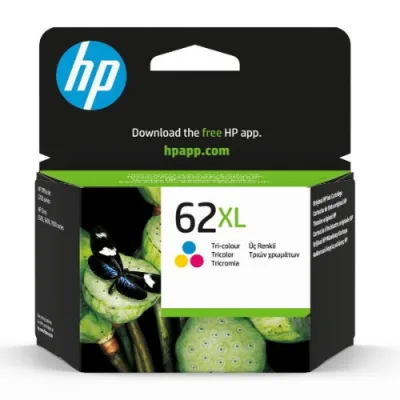 HP 62XL Cartuccia Ink Tricromia Alta Capacita' Ciano Magenta Giallo 9.5 ml per Envy 55XX, 56XX, 76XX; Officejet 200, 250, 57XX, 8040