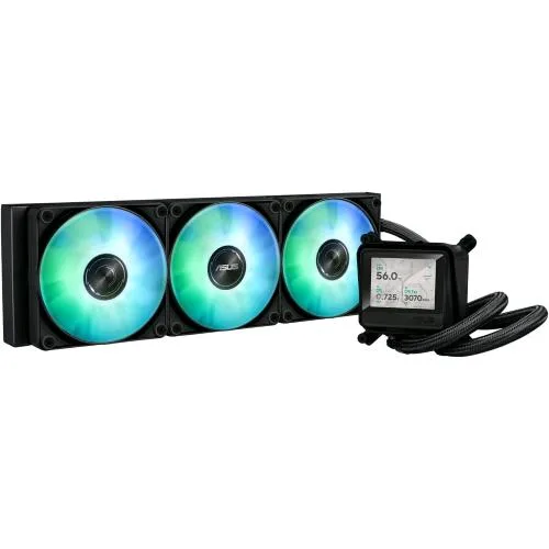 ASUS Max Gaming LC 360 ARGB LCD Dispositivo di Raffreddamento a Liquido All-in-One Tre Ventole ARGB Preinstallate e Illuminazione Aura Display IPS LCD da 2.4" Nero