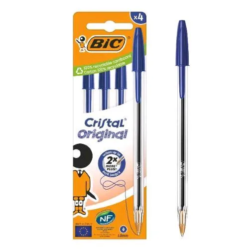 BIC Cristal Med Penna a Sfera Tratto 0.32 mm Inchiostro Blu Conf 4 Pz.