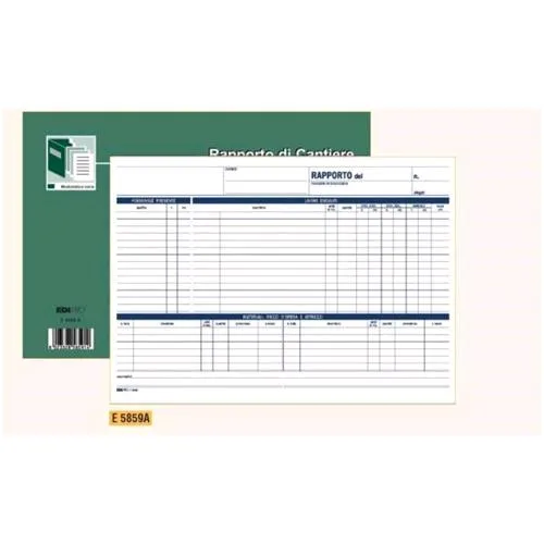 Edipro Rapporto Cantiere Blocco Autocopiante 10 Fogli 210X310 mm 100 Fogli Conf 10 Pz.