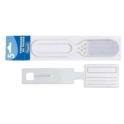 Favorit Porta Nome da Valigia Bagaglio in PVC 24.5X6 cm con Cartoncino Scrivibile Trasparente Conf 50 Pz.