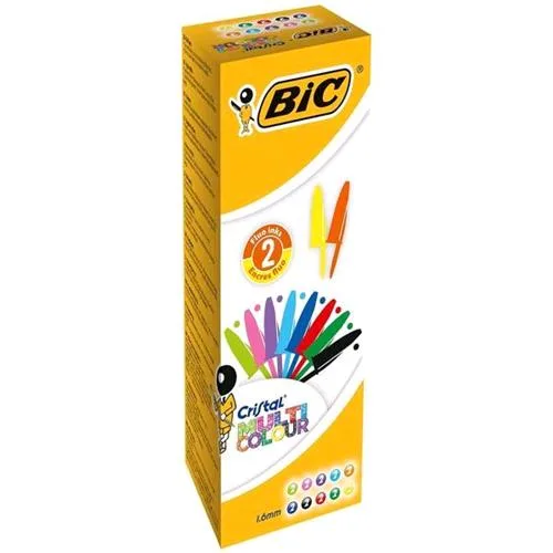 BIC Cristal Multicolor Penna a Sfera Col. Assortiti Punta Larga Fusto Trasparente Conf 20 Pz.