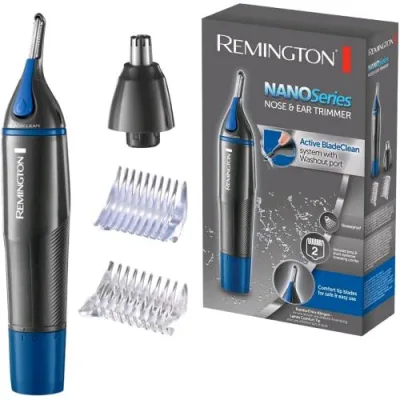 Remington NE3850 Rasoio Elettrico Rifinitore Multiuso Taglia Peli Naso e Orecchie, Rifinitore per Sopracciglia - Inclusi 2 Pettini di Fissaggio + Accessorio di Taglio Rotante, Pulizia Facile e Veloce Antimicrobico