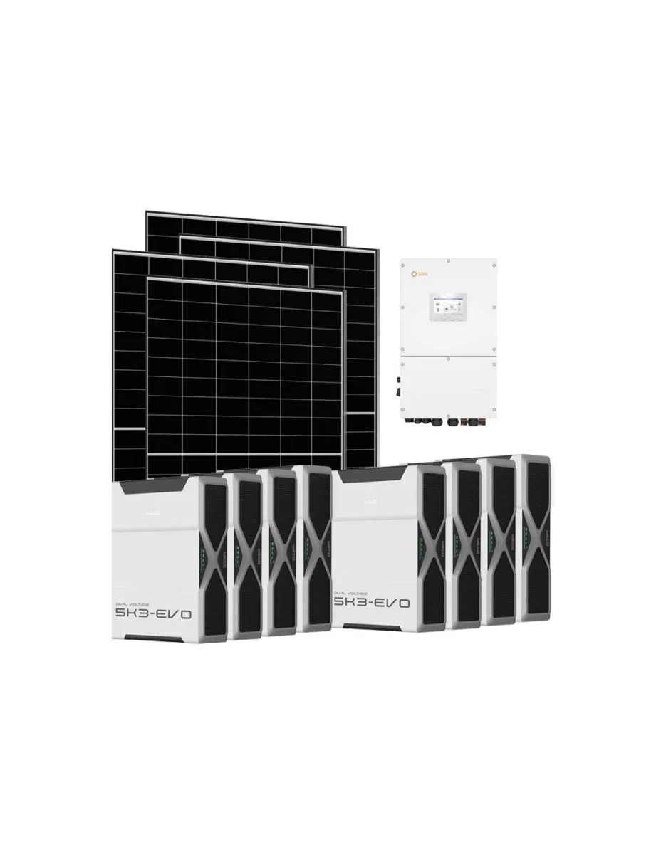 Kit fotovoltaico trifase 50350W inverter 50kW Solis litio 41.76kWh Weco EVO 5k3
